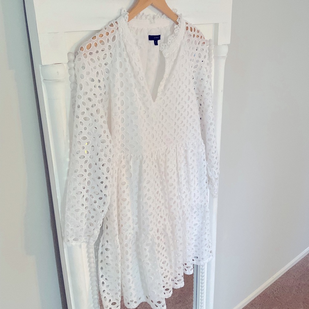 J. Crew Ruffleneck mini Eyelet Dress